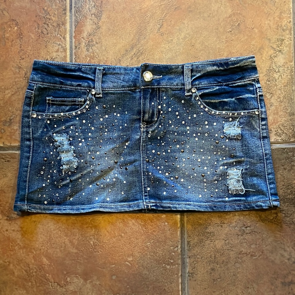 Wallflower Embellished Denim Mini Skirt Size 7
